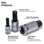 Klein Tools 65213HEX Knurled Hex Bit SAE Socket Set, 1/4, 3/8 and 1/2-Inch Drives, Premium Cr-V Steel, SAE Sizes 5/64 to 9/16-Inch, MODbox Case, 13-Piece - style: SAE