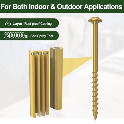 Pocket Hole Screws 3 Inch, 320Pcs Exterior Pocket Screws #10 X 3 - color: Gold, size: #10 X 3"