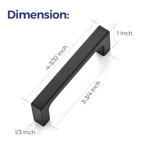 Ravinte Matte Black Square & Solid Cabinet Handles,3-3/4 Inch,15 Pack - size: 3-3/4 Inch Hole Center