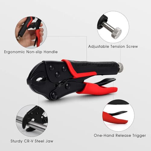 2pcs Locking Pliers Set, 5 Inch Curved Jaw Locking Pliers with Anti-slip Handle Heavy Carbon Steel Vice Grip for Clamping Twisting Welding (2pcs) - size: 5 Inch 2pcs