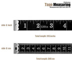 Tape Measure Body Measuring Tape, 120 Inch Soft Fabric Measuring Tape for Sewing Cloth Measurement, Double Scale Tailor Ruler for Weight Loss Medical Measurement Nursing Craft(2 Pack/Black) - color: Black