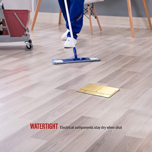 ENERLITES Dual Pop-Up Floor Box Kit, 8.68"x4.81", 20A, Brass - color: Brass-Data Port 8.68 X 4.81 in