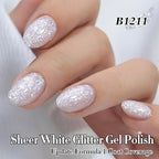 Double Rhythm 15ML Glitter Gel Polish Shimmer Reflective Holographic Color Magnetic for Nail Art Salon DIY at Home (Snow Glitter-B1211) - color: Milky Snow