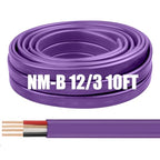 12/3 Wire with Ground - 10FT 12 Gauge NM-B Non-Metallic Sheathed Cable 100% Pure Copper 12 AWG 3 Conductor Residential Indoor Wire for Outlets, Switches, Other Loads and Lighting Wiring Projects etc. - size: 10FT, style: 12AWG/3