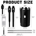Diamond Core Drill Bit 4-3/4"(120mm) with Pilot Bit & Adapters (SDS Plus & Hex) – Upgraded Welded Segments, 8.6" Depth – for Concrete, Solid Brick, Hollow Brick, Masonry & More - size: (4-3/4"/120mm)