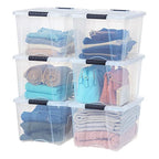 IRIS USA 6 Pack Clear Plastic Storage Bins with Latching Lids, 40 Qt - color: Clear, size: 40 Qt, style: 6 Pack