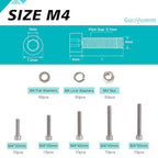 M4 Hex Socket Head Cap Screws Bolts Washers Nuts Assortment Kit - size: Socket M4x30/35/40/45/50 mm