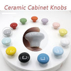 10-Pack Ceramic Cabinet Knobs Gray 32mm Round Drawer Pull - color: Gray