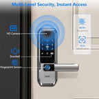 UMIKSMART WiFi Smart Door Lock with Camera, Fingerprint Keypad, App Control - color: Nickel