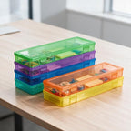 novelinks Small Plastic Containers with Lids and Plastic Pencil Boxes - color: 6 Pack Large -Color