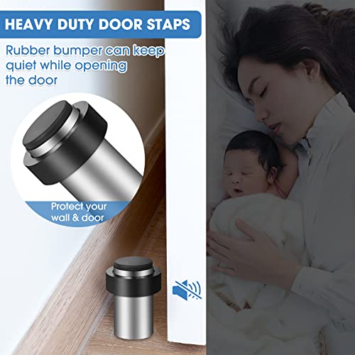 Chumia 6 Pcs Floor Mounted Door Stopper Stainless Steel,Silver - color: Silver