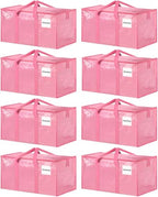 8 Pack Extra Large Clothes Storage Bins with Lids, Moving Bags, Pink - color: Pink, size: 8 Pack