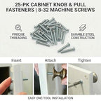 Cabinet Knob & Pull Machine Screws 25-pk (8-32 x 1-5/8") or Choose Your Length; Fasteners for Kitchen & Bathroom Drawer & Door Hardware - size: 8-32 x 1-5/8"