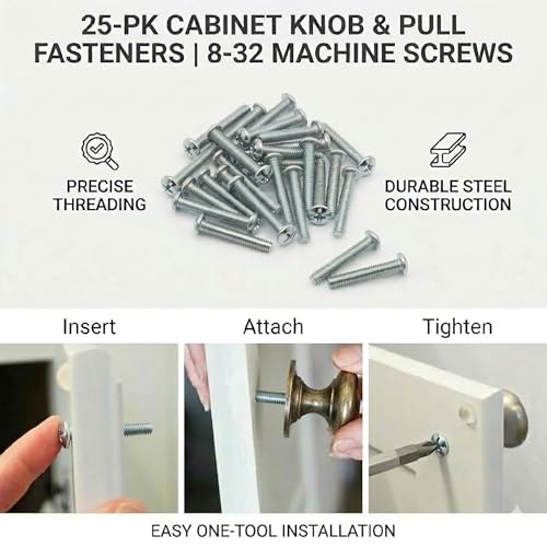 Cabinet Knob & Pull Machine Screws 25-pk (8-32 x 1-5/8") or Choose Your Length; Fasteners for Kitchen & Bathroom Drawer & Door Hardware - size: 8-32 x 1-5/8"