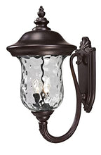 Open Box - Z-Lite 533B-RBRZ Armstrong 3 Light Outdoor Wall Sconce with Clear Water Glass Shade