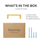 Ravinte Brushed Brass Solid Pulls Cabinet Handles 3-1/2 Inch 5 Pack - size: 3-1/2 Inch Hole Center
