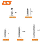 #10 x 1/2" 3/4" 1" 1-1/4" 1-1/2" Wood Screws Set, HELIFOUNER 110 Pieces Phillips Countersunk Head Self-Tapping Screws Assortment Kit, Phillips Flat Head Wood Screws, 304 Stainless Steel - size: #10