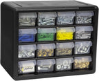 Akro-Mils 16-Drawer Plastic Storage Cabinet, 10.5"W x 6.5"D x 8.5"H, Black - size: 16 Drawer