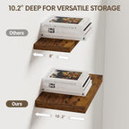 Vivelove 10x10 Inches Floating Shelves Wall Mounted Set of 2, Rustic Brown - color: Rustic Brown, size: 10.2”wx10.2”dx1.5”h