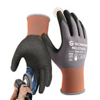 Schwer 6 Pairs Work Gloves Sandy Nitrile Coated, Touchscreen, LT5626, L - color: Grey, size: Large