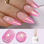 Double Rhythm 15ML Glitter Gel Polish Shimmer Reflective Holographic Color Magnetic for Nail Art Salon DIY at Home (Hot Pink-B1141) - color: Pink