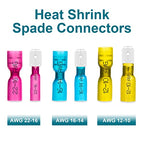 100 PCS Spade Connectors, Heat Shrink Spade Terminal 12-10 AWG - size: 12-10AWG, style: Spade Male