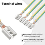 MECCANIXITY 30Pcs 4.8mm Female Spade Crimp Terminal with 20cm Wires - color: Yellow/Green, size: 4.8mm, 20cm L