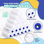 Nuenen 40 Pcs Mini Foam Paint Roller Covers, High Density for Walls, 4 Inch