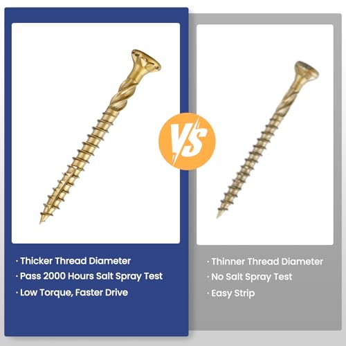 #10 x 2-1/2 in Multi-Purpose Wood Deck Screw for Interior and Exterior,Bugle Head,Golden Coated with T25 Bit Star Drive Torx for Furniture Building/Fence/Decking(1LBS,67Pcs) - color: Golden 1lb Per Box, size: #10 x 2-1/2"