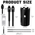 Diamond Core Drill Bit 4-5/16"(110mm) with Pilot Bit & Adapters (SDS Plus & Hex) – Upgraded Welded Segments, 8.6" Depth – for Concrete, Solid Brick, Hollow Brick, Masonry & More - size: (4-5/16"/110mm)