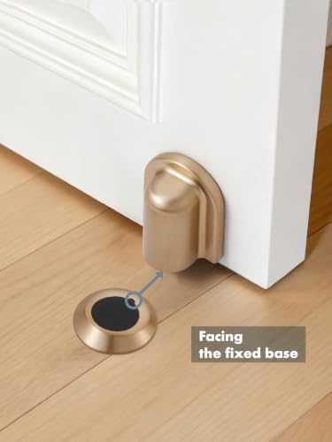 1 Pack Champagne Bronze Door Stopper Magnetic Door Cathc Matte Black Floor Mounted Door Stop Keep Door Open with Screws and Adhesive No Drilling - color: Champagne Bronze