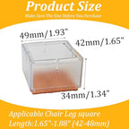 12PCS PVC Square Chair Leg Protectors with Felt Bottom, Non-Slip Furniture Pads for Hardwood Floors, Quiet Table Feet Caps Covers, Fits 1.65"-1.88" (42-48mm) - Transparent - size: 42-48mm/Clear