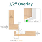 10 Pack 1/2" Overlay 3D Soft Close Hinges for Face Frame Kitchen Cabinet Door Hinges, 3 Way Adjust, Self Closing Concealed Cabinet Hinges-105 Degree