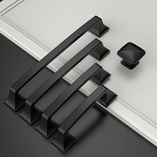 Amerdeco 10 Pack Kitchen Cabinet Handles Matte Black Cabinet Pulls 5 Inch(128mm) Hole Center Cabinet Hardware for Bathroom Drawer Pulls Dresser Pulls ZH0002 - color: Matte Black, size: 5" hole center