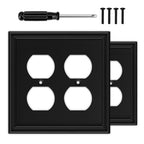 2 Pack Matte Black Decorative Double Outlet Covers Wall Plate - size: 2 Duplex 2 Pack