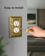 6-Pack Paisley Pattern Duplex Outlet Cover Plate,Metal Switch Plates - style: 1 Duplex 6PK