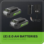 Greenworks 24V MAX Cordless Brushless Drill & Impact Driver Combo Kit, Electric Drill Set, High Torque, Lightweight, Professional Grade, Includes 2x 2.0Ah Batteries, Charger, and Storage Bag - size: 2PCS Combo Kits