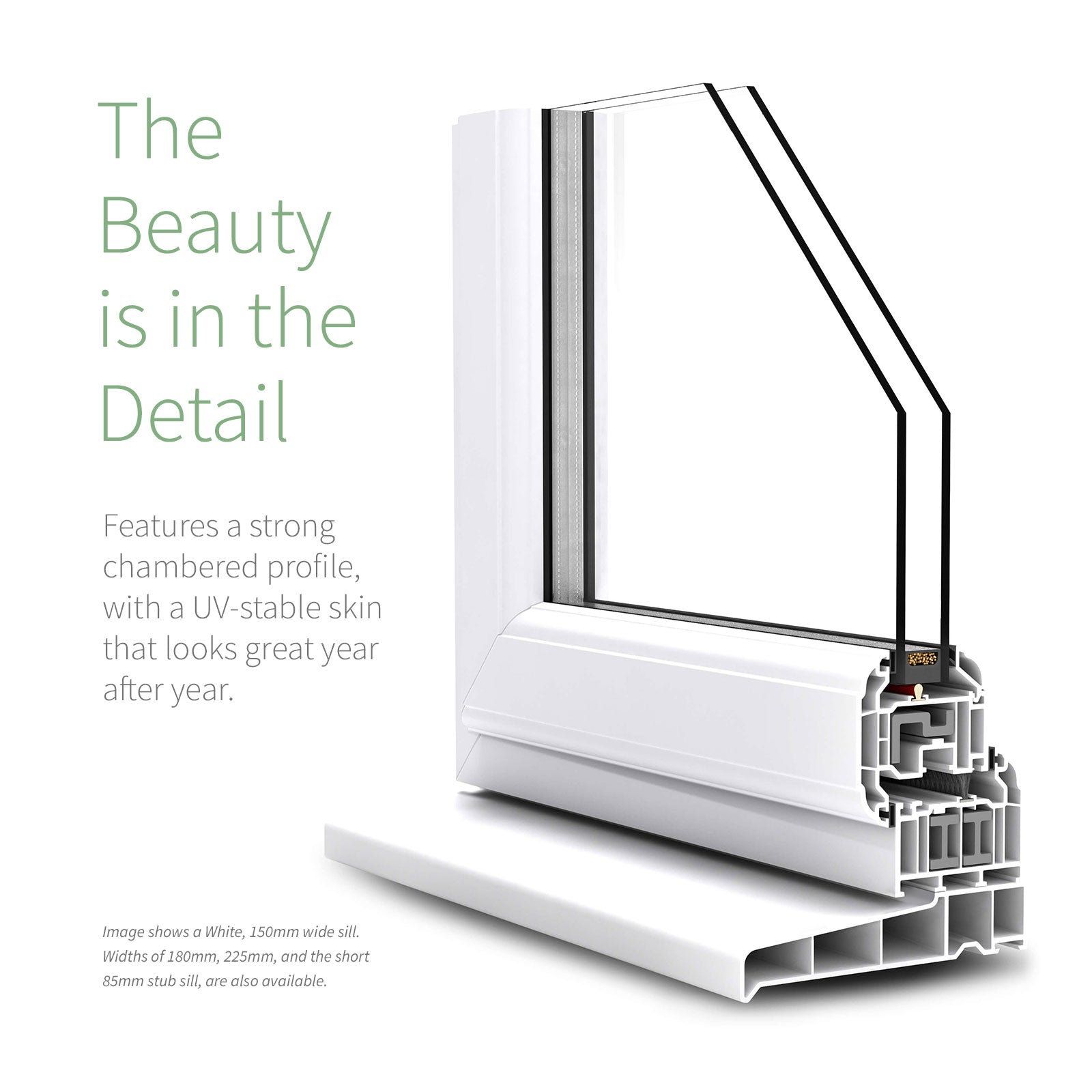 180mm Profile 22 Window Sill (with End Caps)