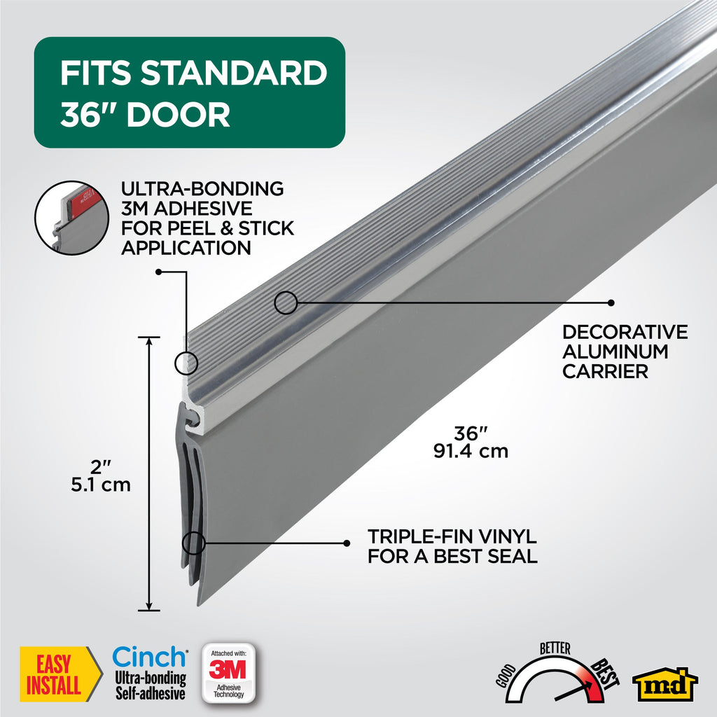 Aluminum and Vinyl CINCH® Self-adhesive Door Sweep