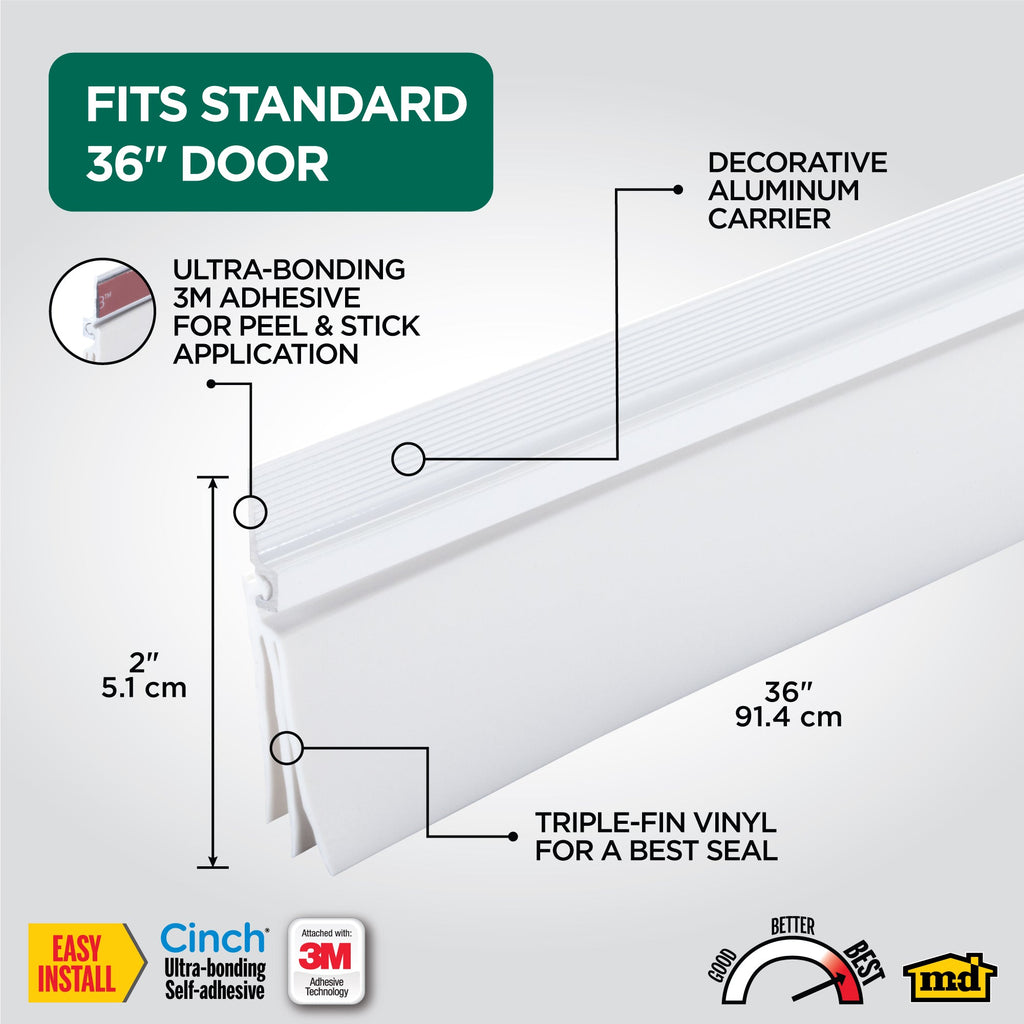 Aluminum and Vinyl CINCH® Self-adhesive Door Sweep