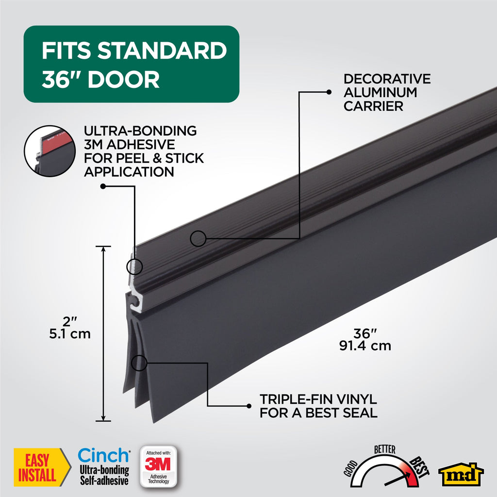 Aluminum and Vinyl CINCH® Self-adhesive Door Sweep
