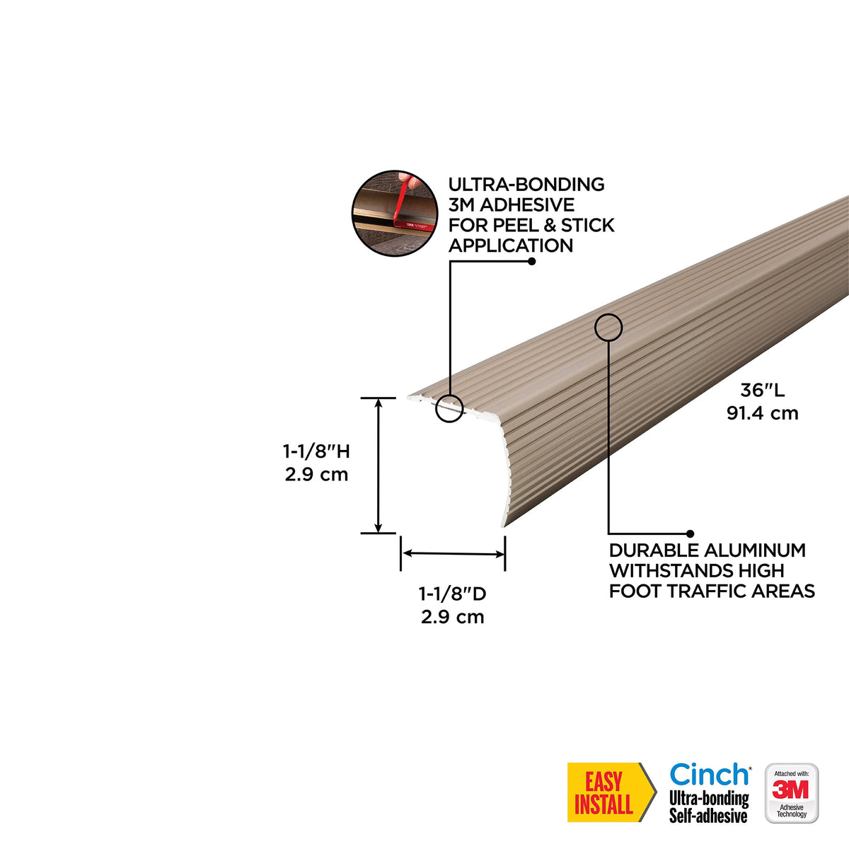 Aluminum CINCH® Fluted Stair Edging