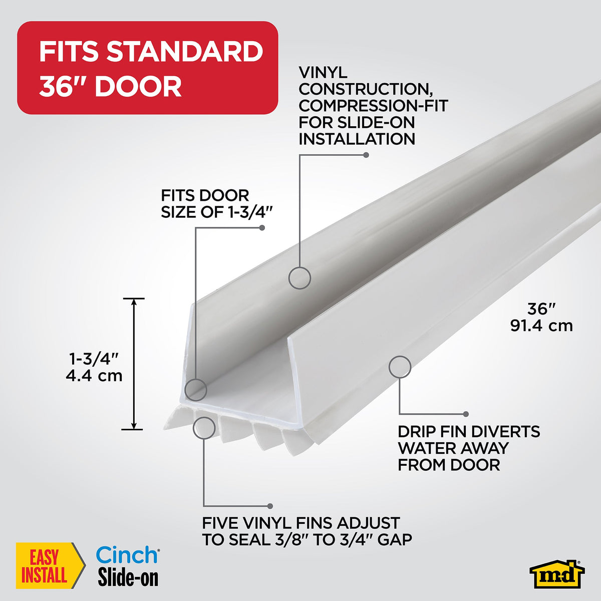 Vinyl CINCH® U-Shape Slide-On Under Door Seal