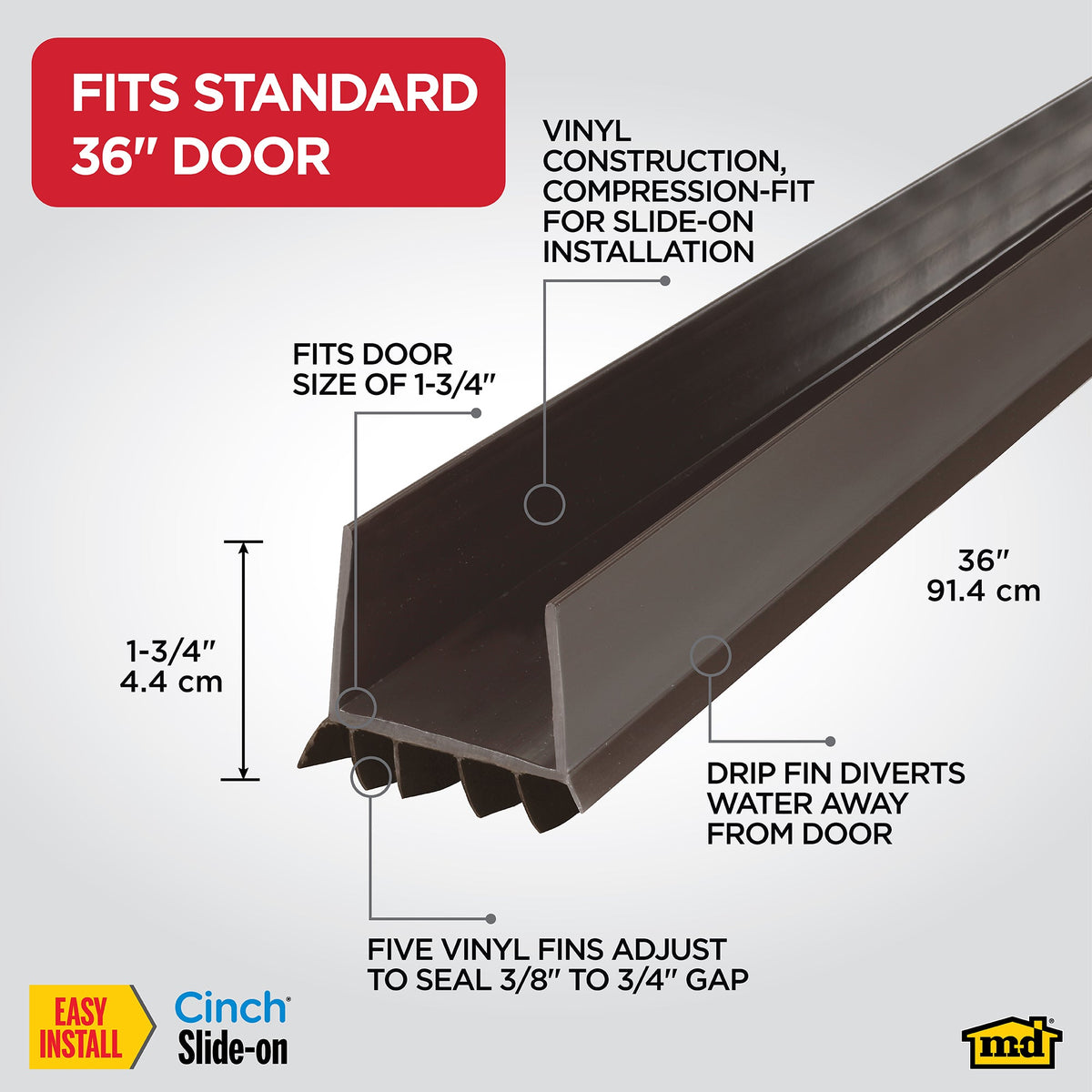 Vinyl CINCH® U-Shape Slide-On Under Door Seal