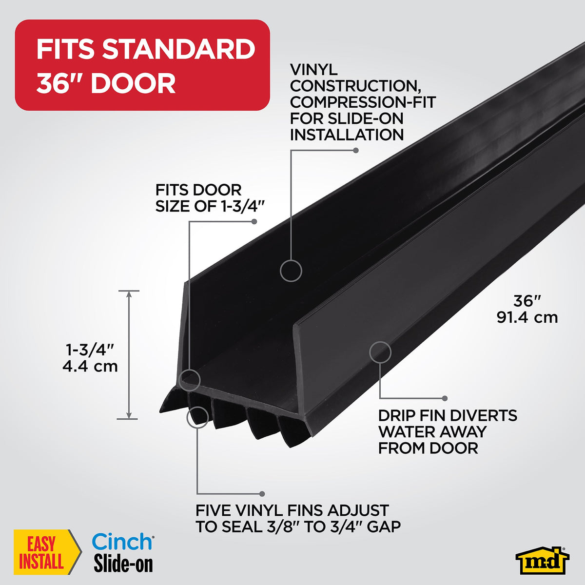 Vinyl CINCH® U-Shape Slide-On Under Door Seal