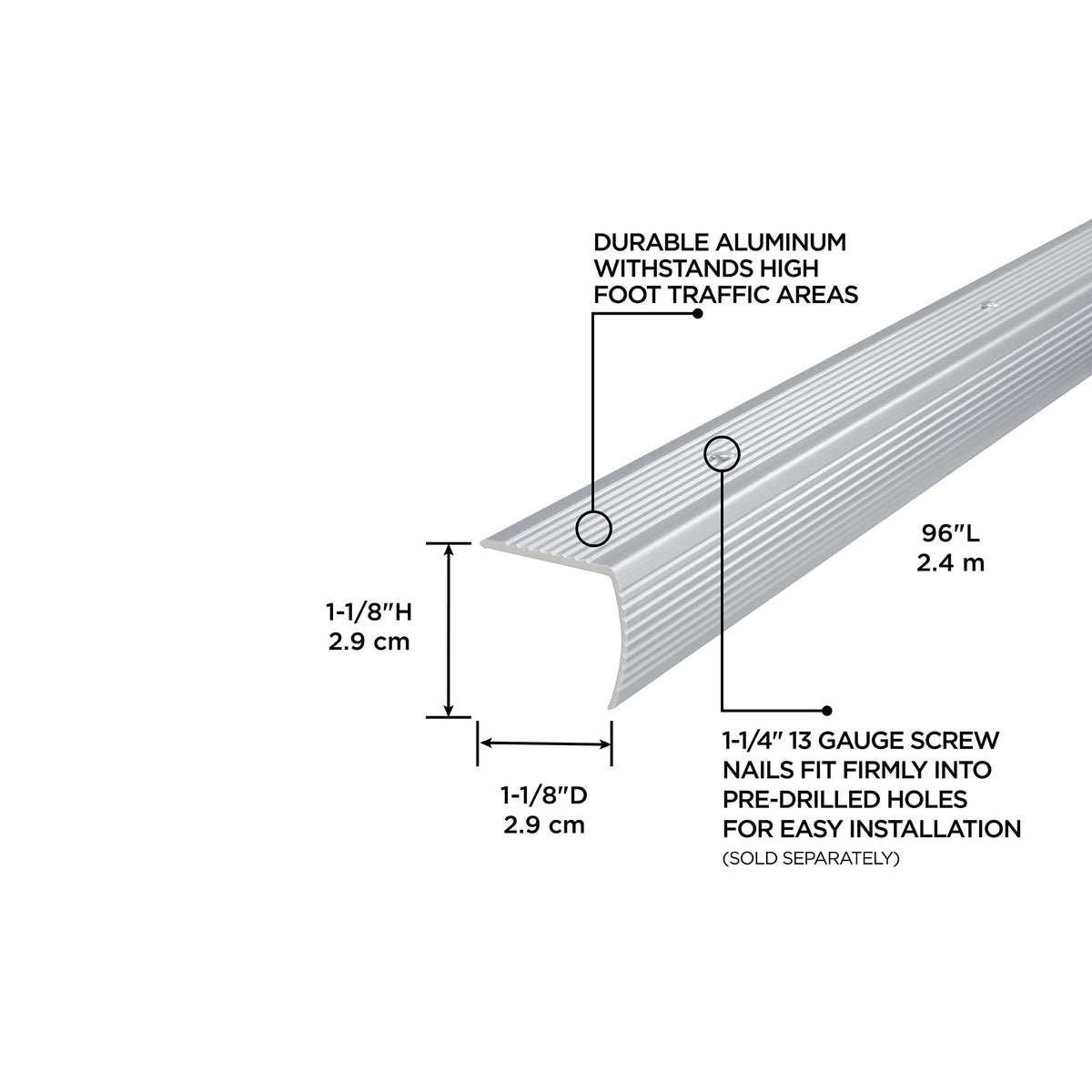 1-1/8 In. X 1-1/8 In. Aluminum Stair Edging