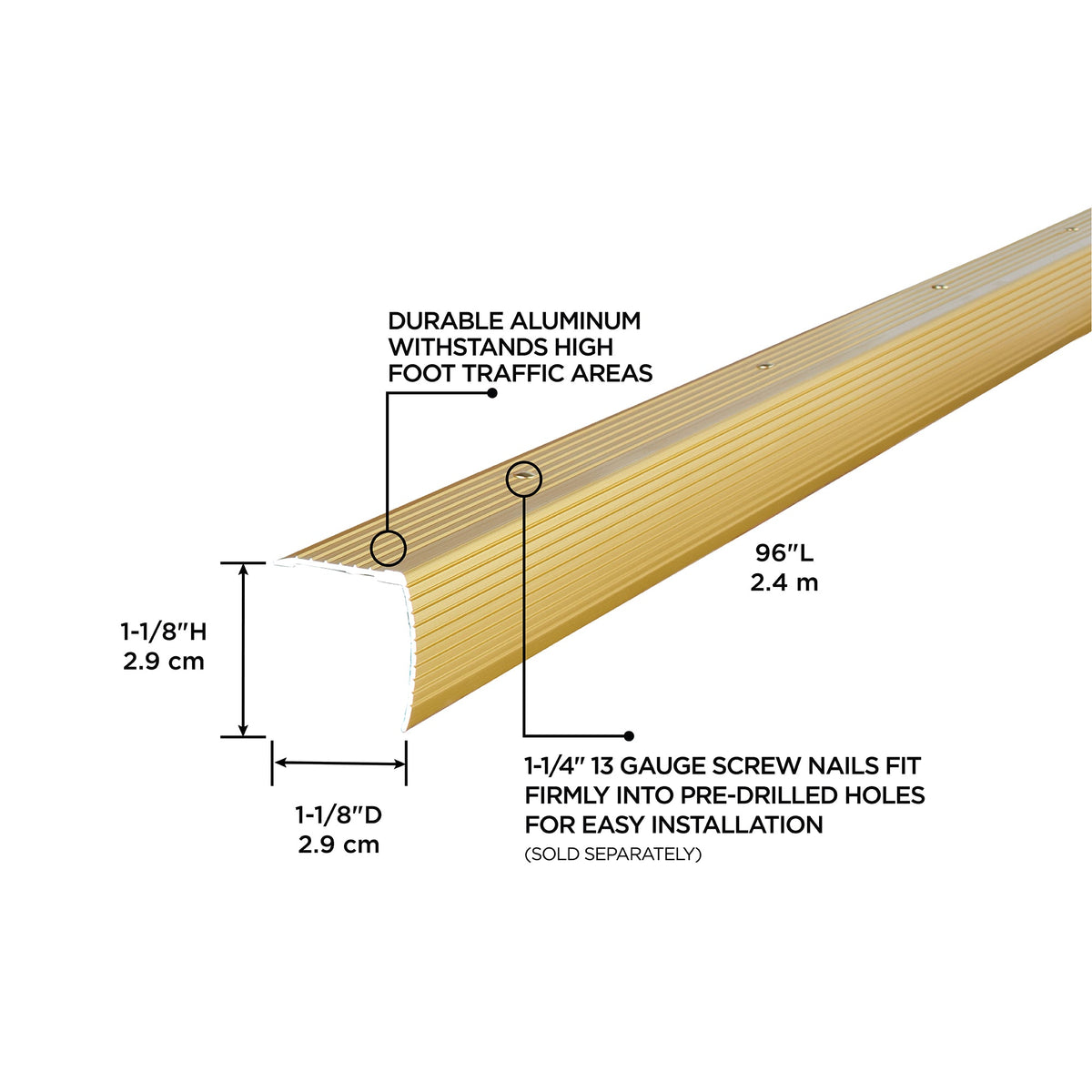 1-1/8 In. X 1-1/8 In. Aluminum Stair Edging