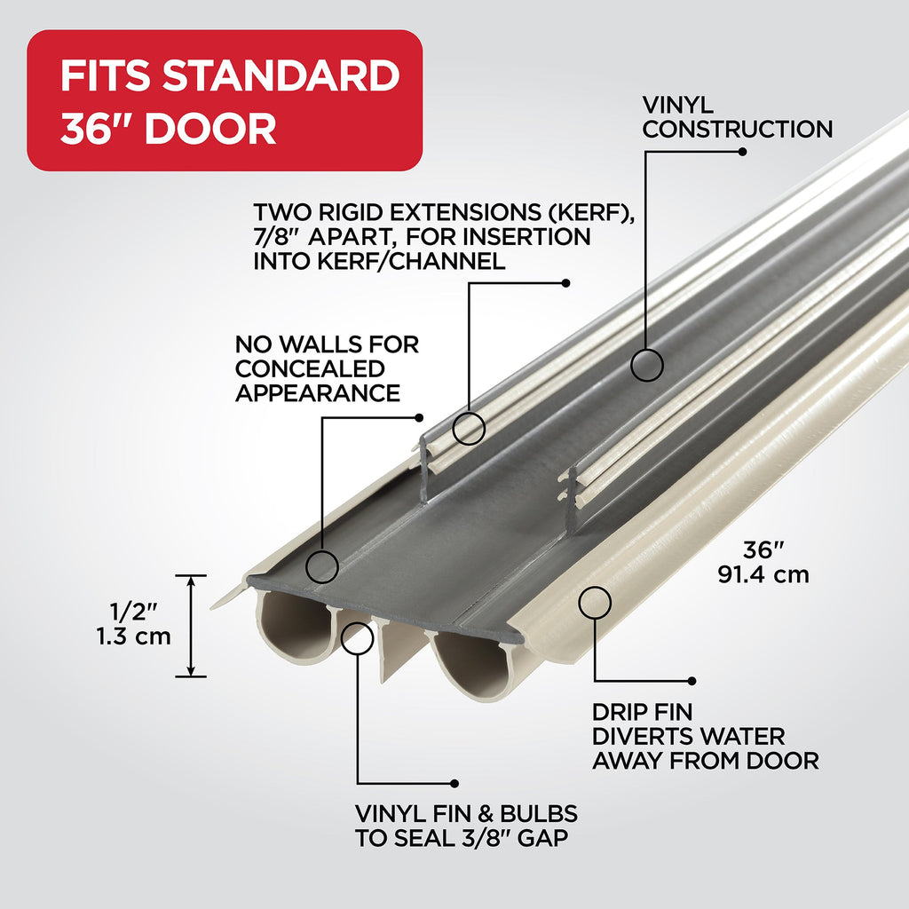 36 in. Beige Vinyl Concealed Kerf/Channel Fit Under Door Seal