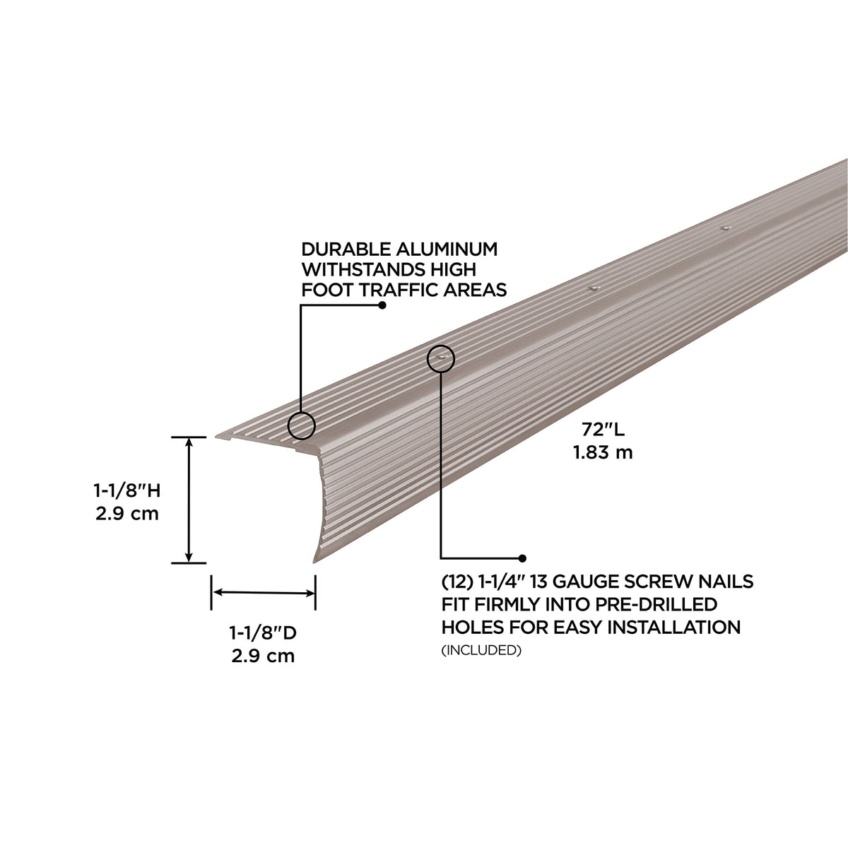 1-1/8 In. X 1-1/8 In. Aluminum Stair Edging