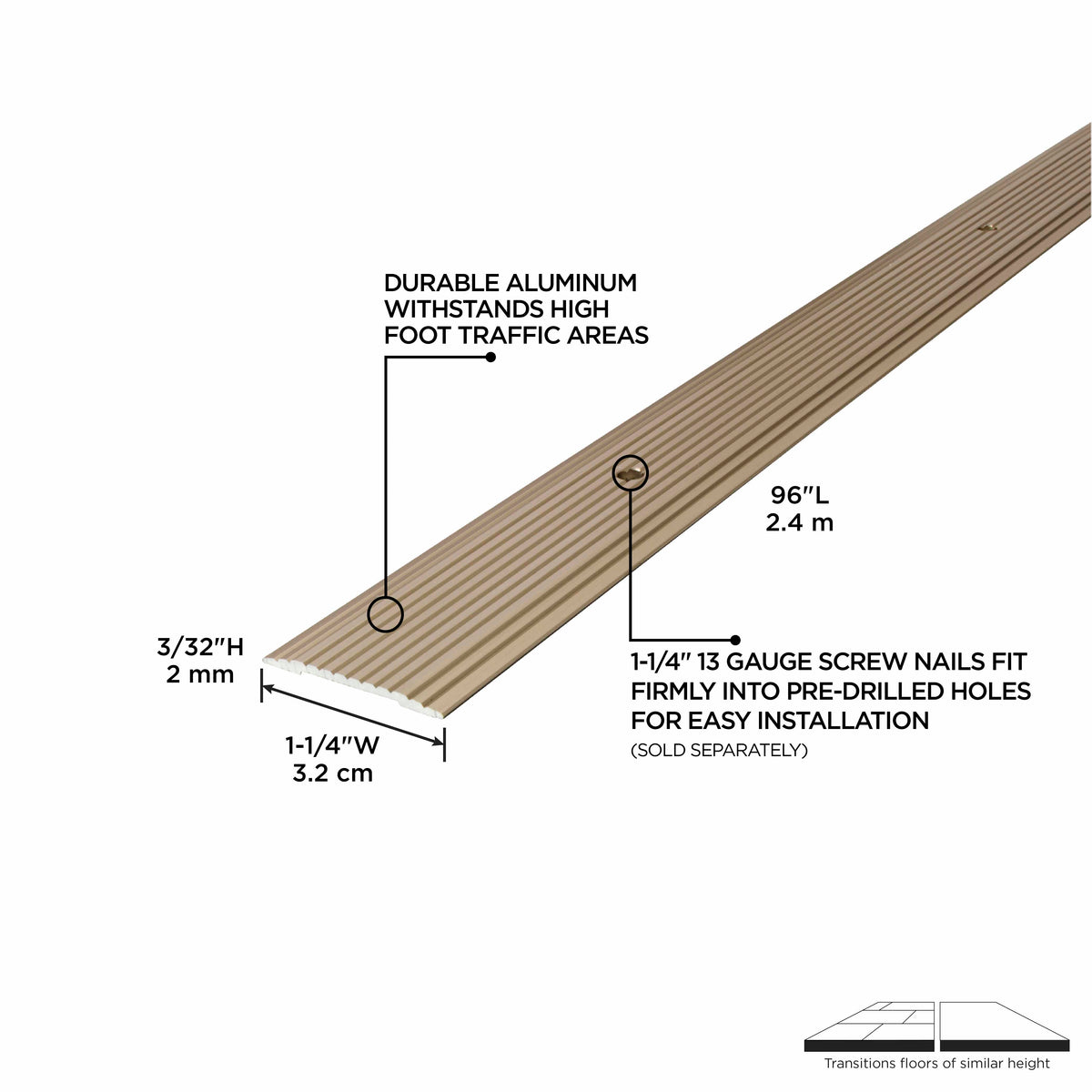 1-1/4 In. Aluminum Seam Binder w/ Screw Nails